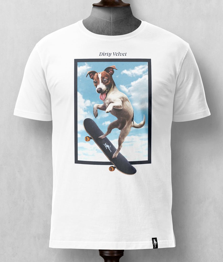 Dirty Velvet T-Shirt - Skate Dog White - Clothing by Dirty Velvet
