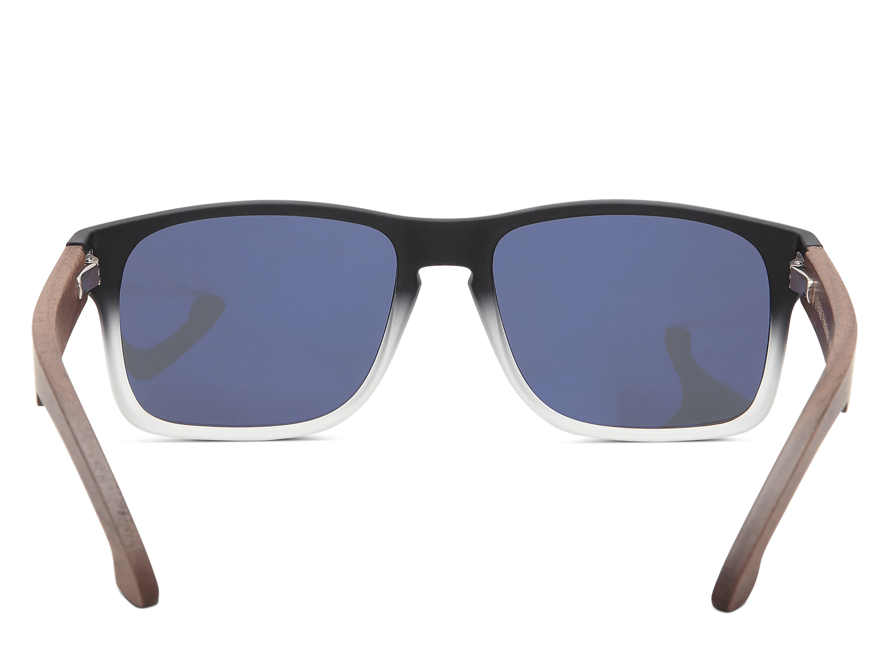 Sunglasses with black and brown frame on a white background