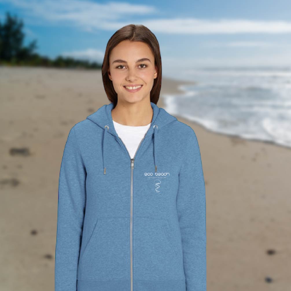 Women's Fitted Organic Zipper Hoodie From Eco Beach