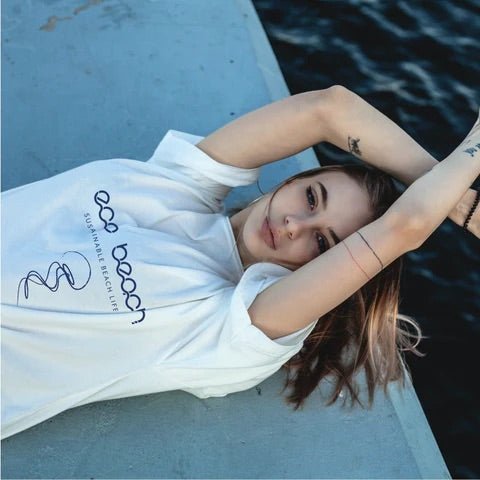 Girl in eco beach tee