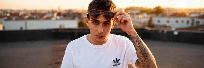 Man with recycled sunglasses