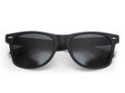 Black sunglasses with dark lenses on a white background