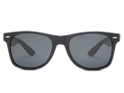 Black sunglasses with dark lenses on a white background