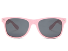 Pink sunglasses with dark lenses on a white background