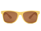 Yellow sunglasses with brown lenses on a white background