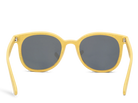Yellow sunglasses with dark lenses on a white background