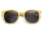 Yellow sunglasses with dark lenses on a white background