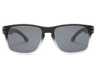 Black sunglasses with gray lenses on a white background