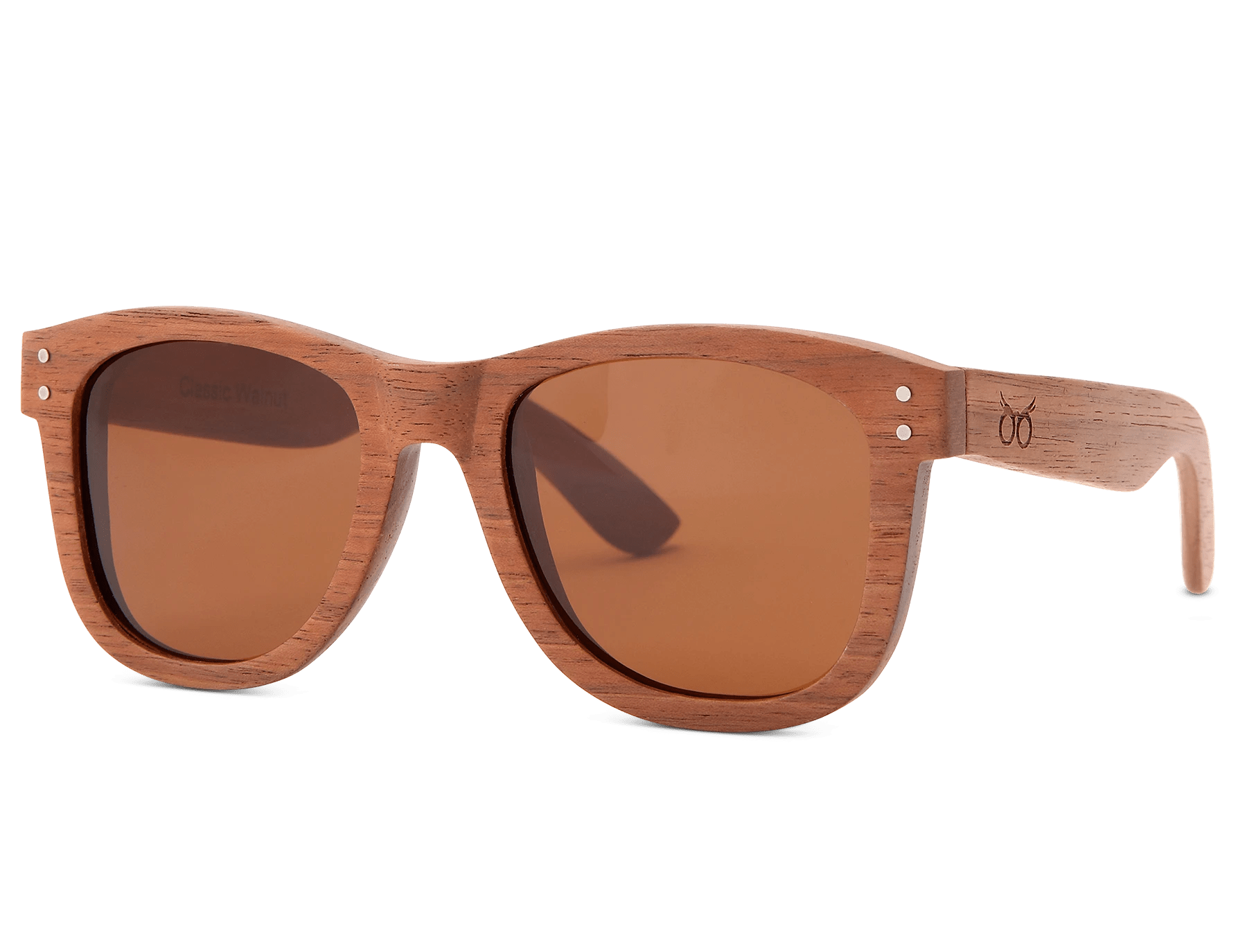 Classic Walnut Sunglasses with golden brown lenses