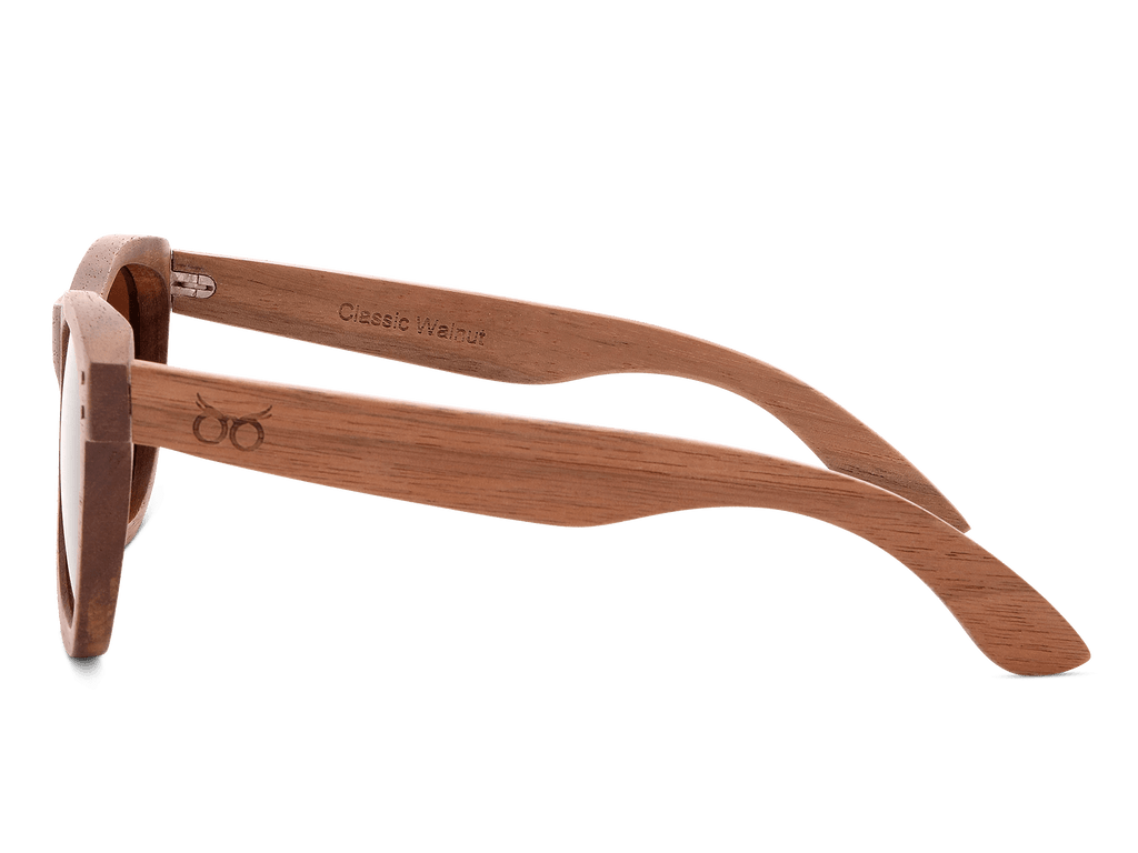 Classic Walnut Sunglasses with golden brown lenses