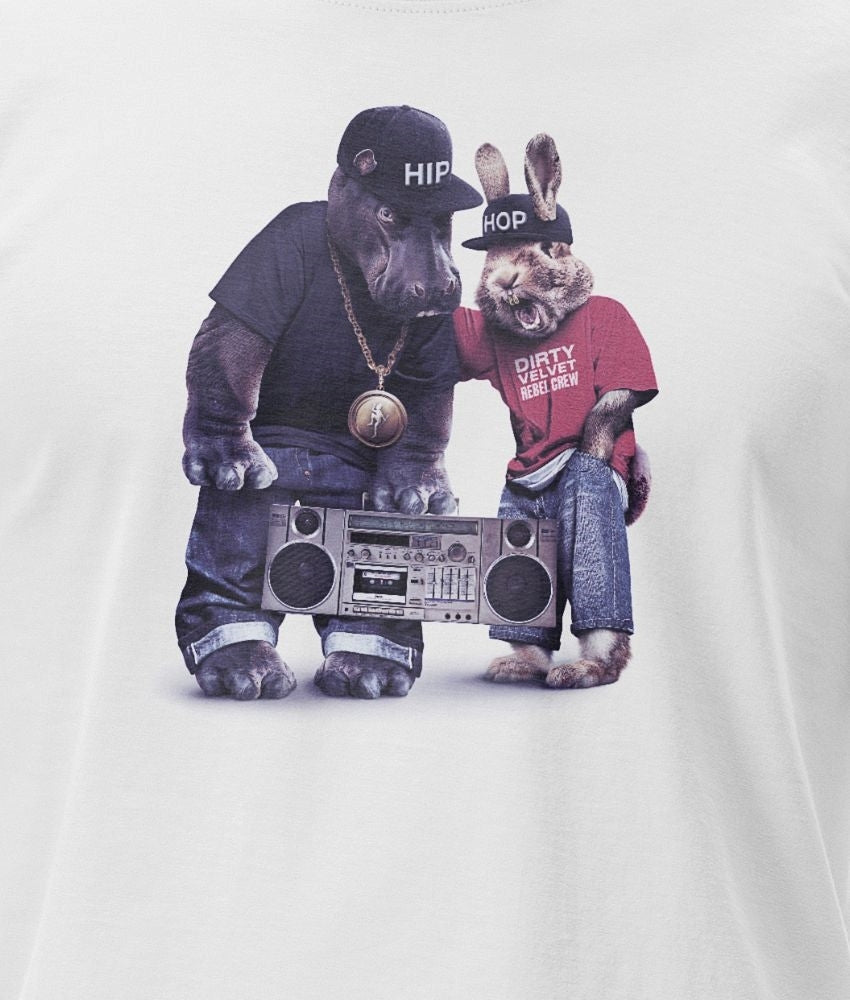 Dirty Velvet T-Shirt - Hip Hop White - Clothing by Dirty Velvet