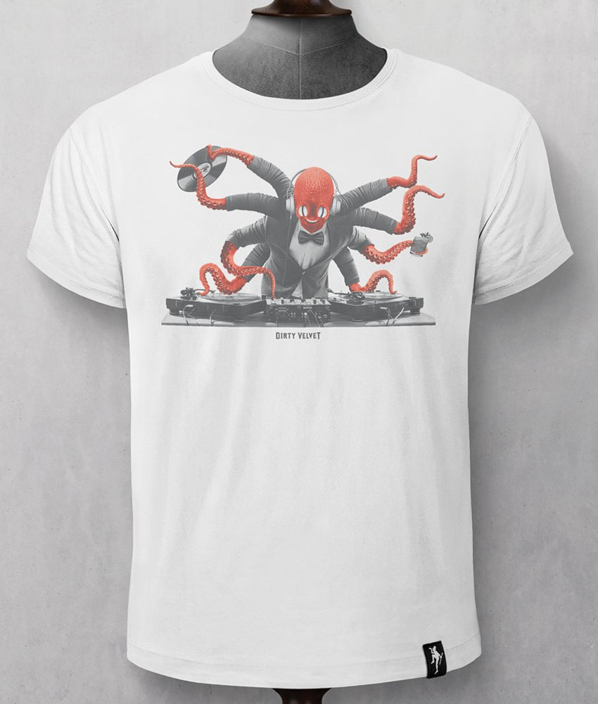 Dirty Velvet T-Shirt - Octo DJ - Vintage White - Clothing by Dirty Velvet