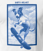 Dirty Velvet T-Shirt - Skate Dog (Blue) White - Clothing by Dirty Velvet