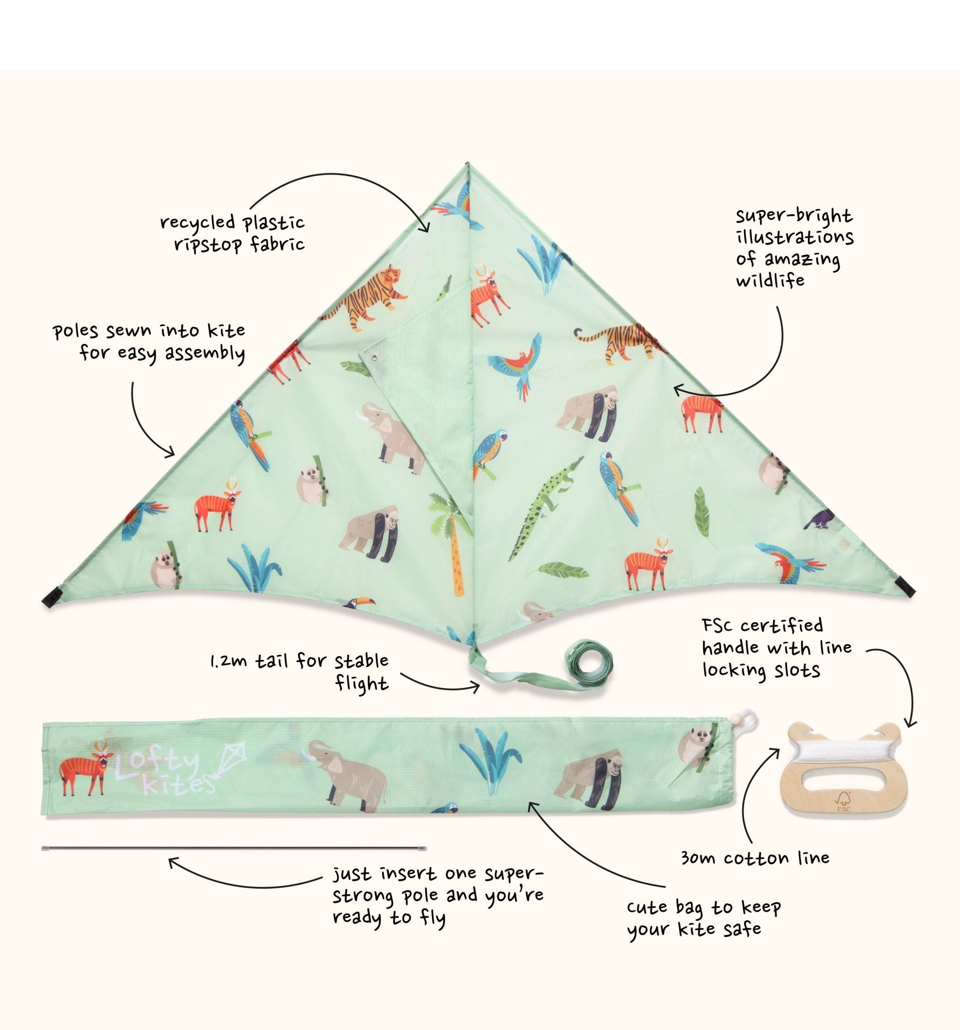 Jungle - Sustainable Kite - Kite by Lofty Kites