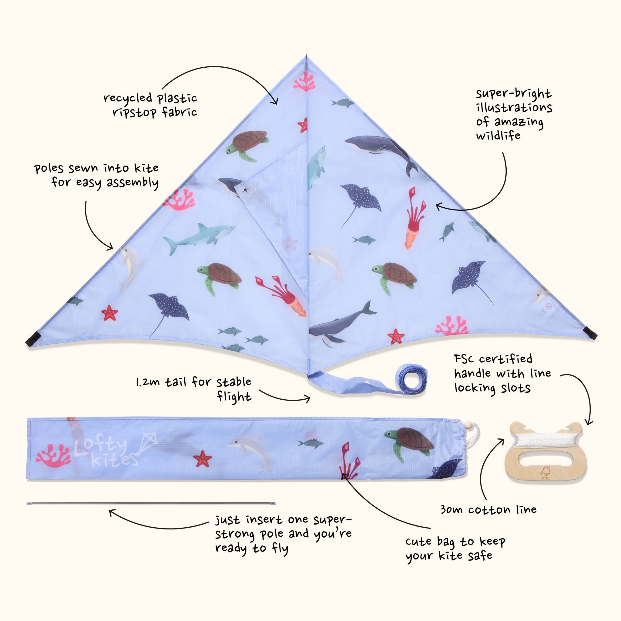 Ocean - Sustainable Kite - Kite by Lofty Kites