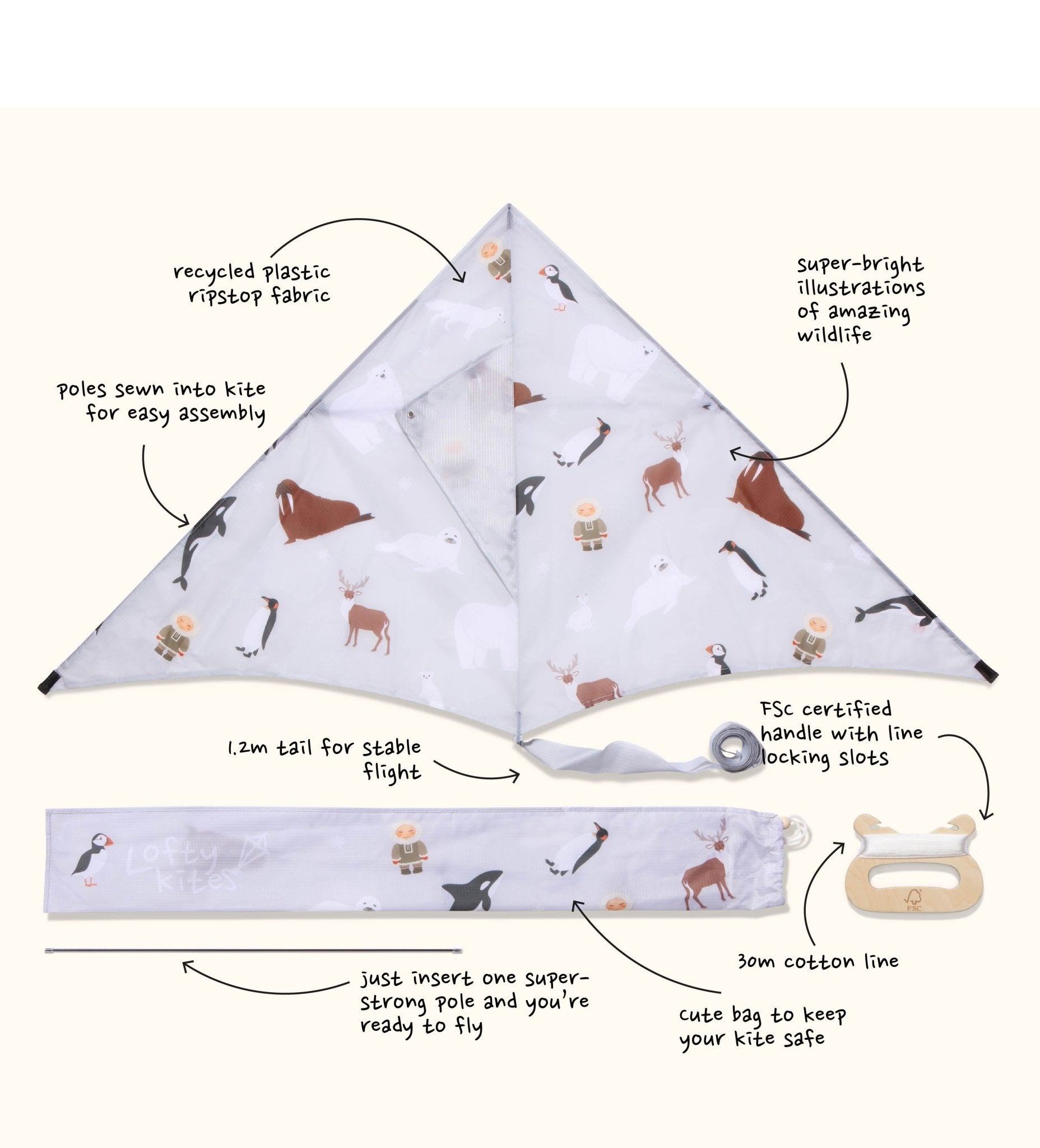 Polar - Sustainable Kite - Kite by Lofty Kites