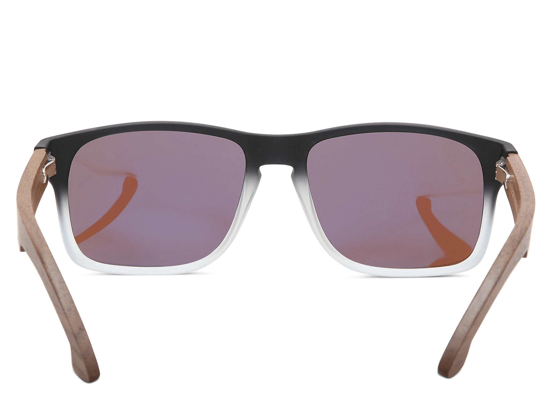 Sunglasses with black and brown frame on a white background