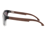 Sunglasses with wooden frame on a white background
