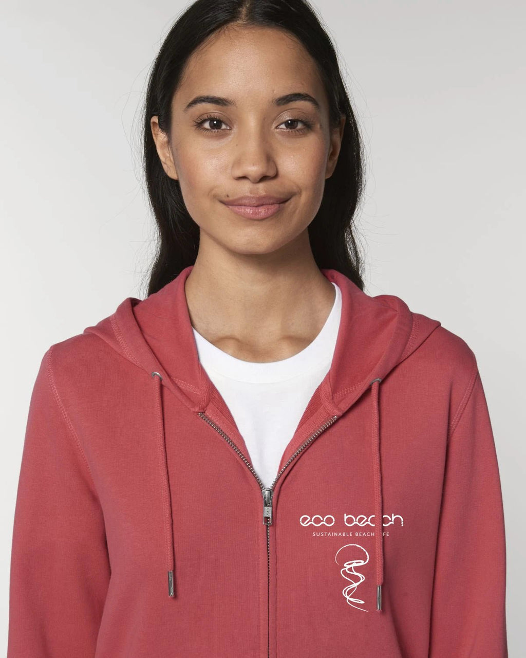 Organic Cotton Unisex Zipper Hoodie in Carmine Red