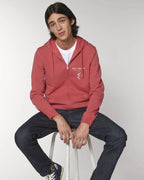 Organic Cotton Unisex Zipper Hoodie in Carmine Red