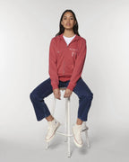 Organic Cotton Unisex Zipper Hoodie in Carmine Red