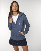 Organic Cotton Unisex Zipper Hoodie in Blue