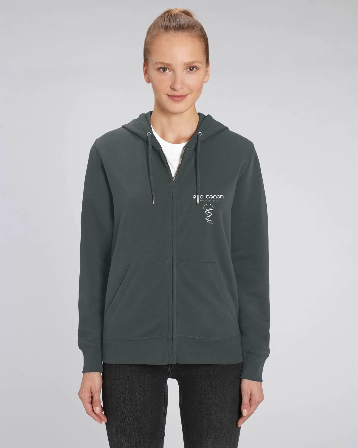 Organic Cotton Unisex Zipper Hoodie in Anthracite Grey