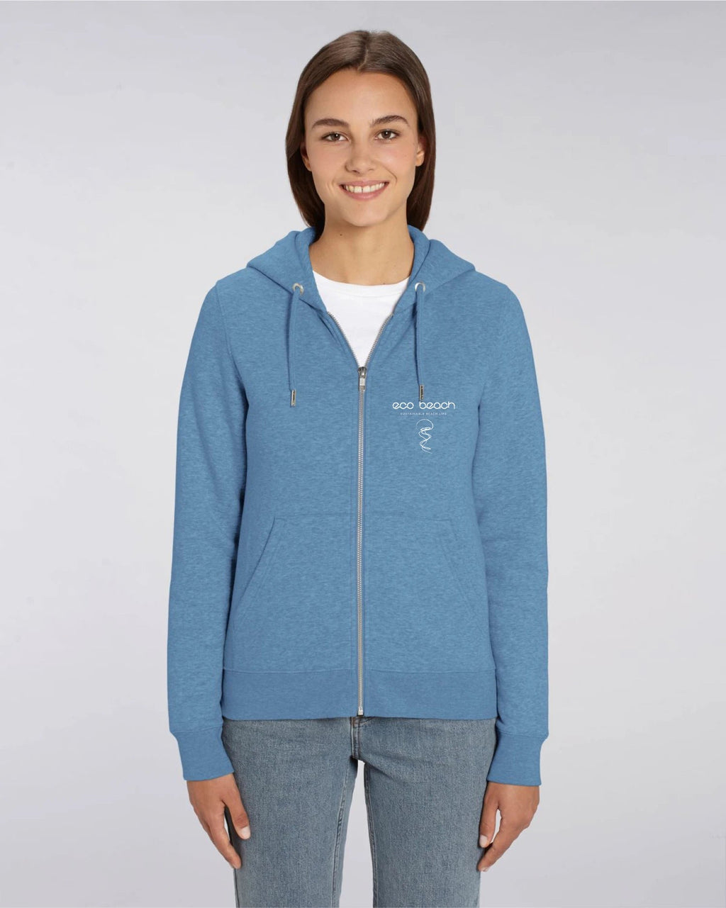 Women's Beach Zipper Hoodie in Blue