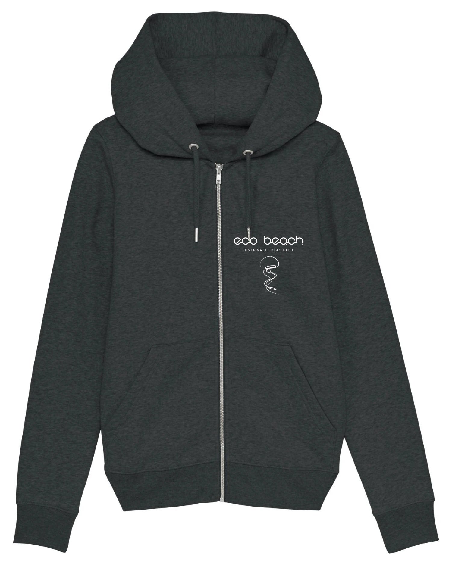 Women's Beach Zipper Hoodie in Dark Grey