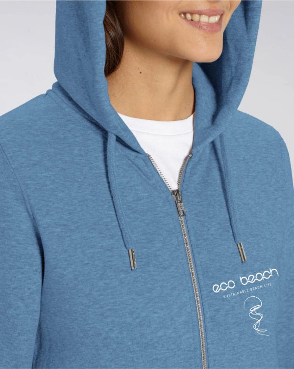 Women's Beach Zipper Hoodie in Blue