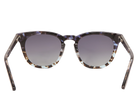 Sunglasses with tortoiseshell frame and dark lenses on a white background