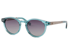 Teal sunglasses with a white background