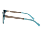 Eyeglasses with blue and brown frame on a white background